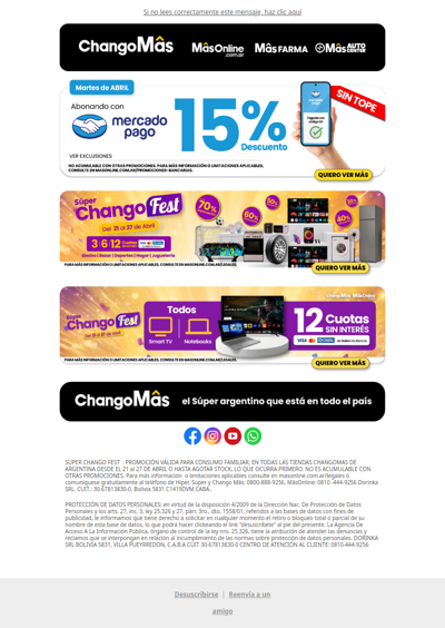 ¡Super Chango Fest! 🎉Descuentos imperdibles 💰