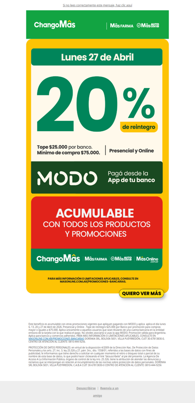No llenes el carrito hoy... ¡Esperá a mañana! MODO + ChangoMâs 🛒