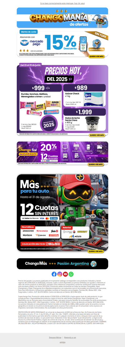 🇦🇷 ¡Festejá el doblete de Argentina con precios del 2025 y Súper Chango Fest! La felicidad no tiene fin 🛒