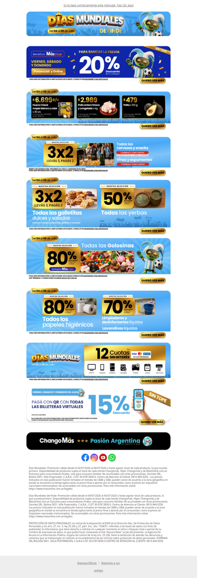 🇦🇷 ¡A la próxima fase y Mâs manija! 3x2 en cervezas, snacks y vinos 🥳