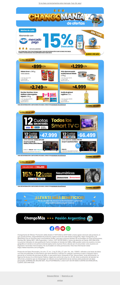 ⚽ ¿Listo para el miércoles? Esta semana jugamos con Mâs Ofertas 🏆