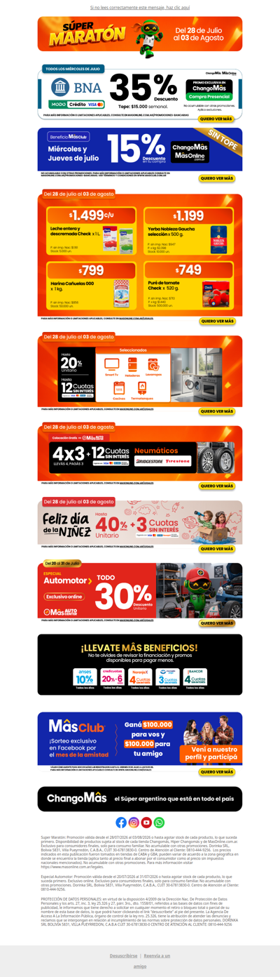 ¡Sigue la Súper Maratón! 🔥 Y además el 25% OFF de Banco Nación exclusivo de ChangoMás