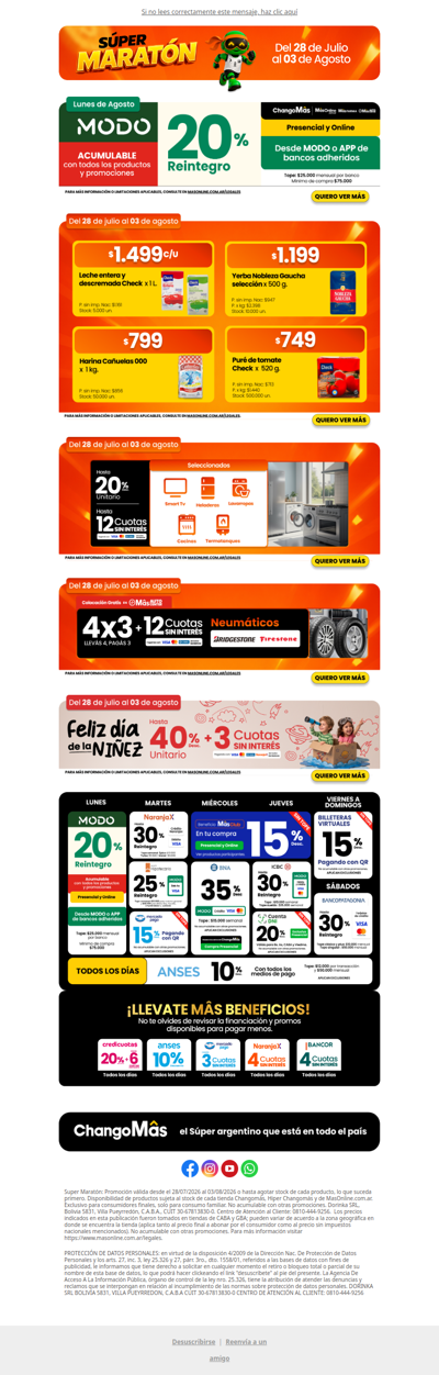 Mañana tenés 20% de reintegro con MODO: Mirá las promos de la semana 🛒