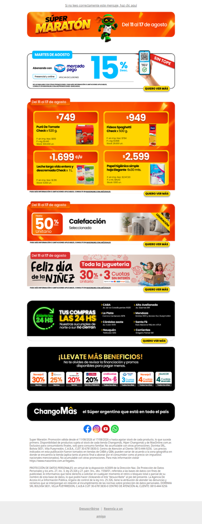 💳 ¡Tu martes viene con 15% OFF SIN TOPE con Mercado Pago! Mirá las ofertas 🛒