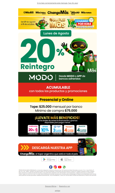 🛒 Arrancá la semana con 20% de reintegro pagando con MODO