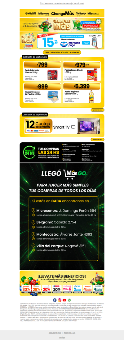 🎉 Cumple Mâs sigue: ofertas destacadas + 15% OFF con Mercado Pago