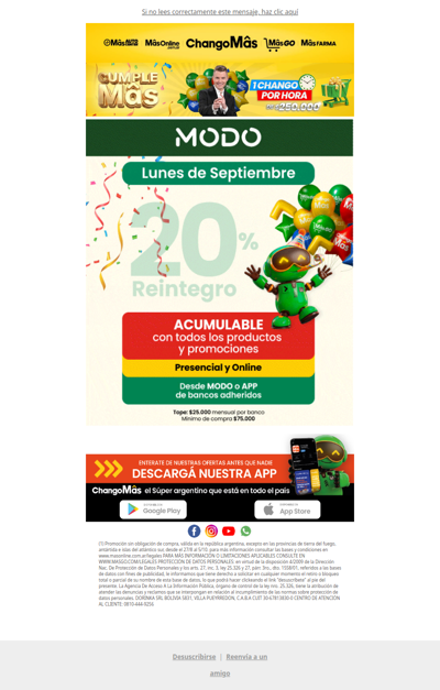 🔥 Lunes de Mâs Ahorro: 20% de reintegro con MODO