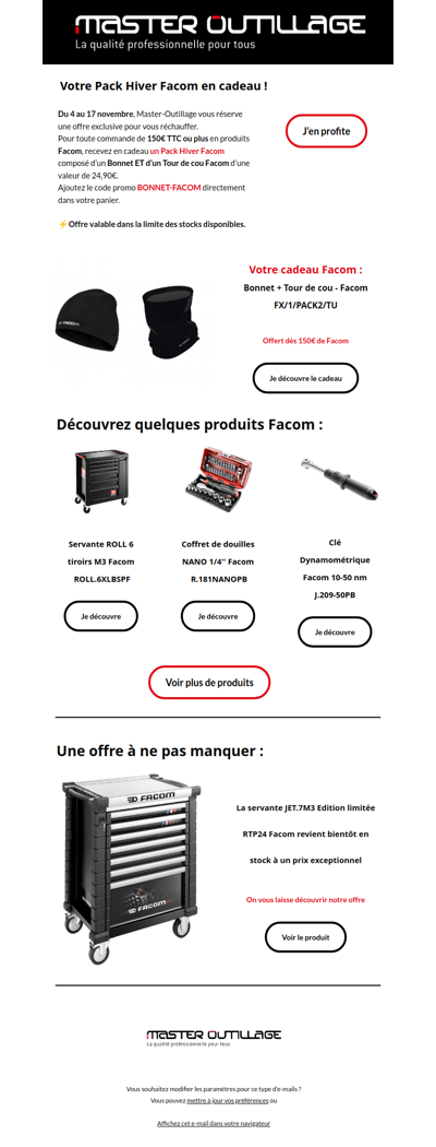 Votre Pack Hiver Facom offert 🎁