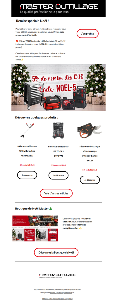 Remise spéciale Noël : Code NOEL-5 🎄