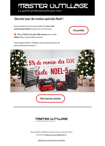 Dernier jour remise spéciale Noël : Code NOEL-5 🎄