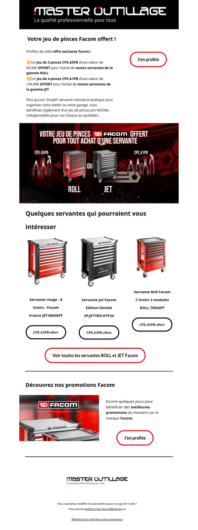 Un jeu de pinces Facom offert 🔴🎁