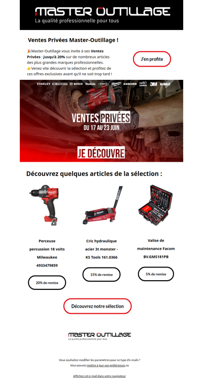 📢Ventes Privées Master-Outillage