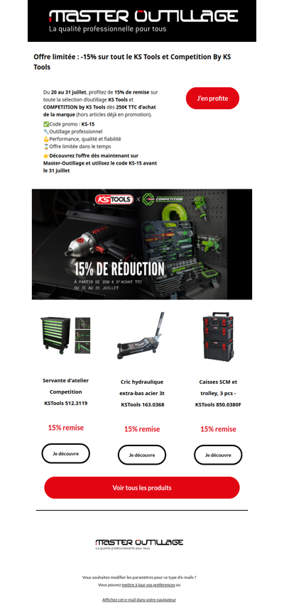 Profitez de 15% de remise sur le KS Tools 🔴
