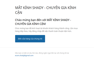 MẮT KÍNH SHADY - CHUYÊN GIA KÍNH CẬN - Xác nhận tài khoản khách hàng