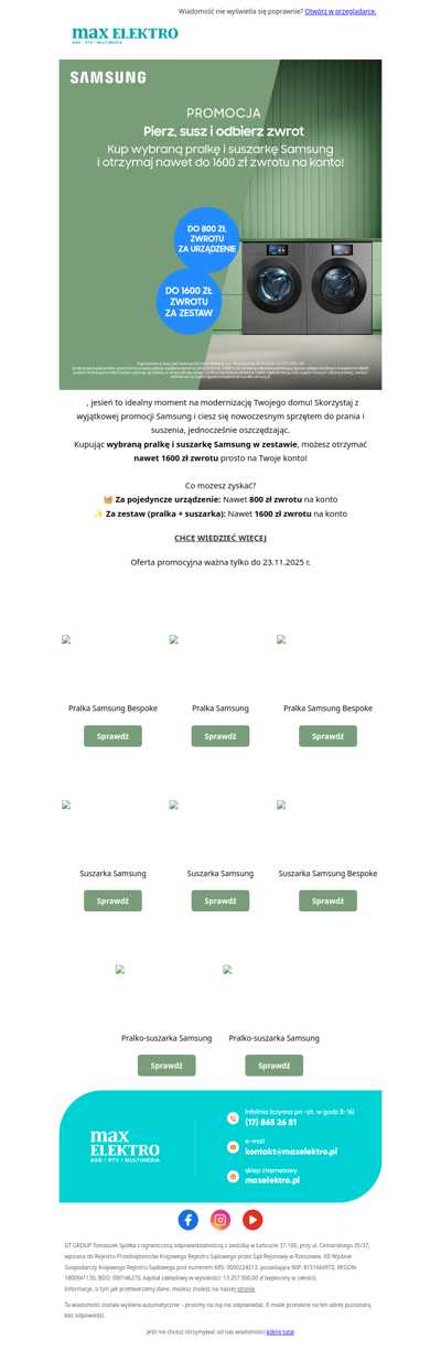 Pierz, susz i odbierz nawet 1600 zł zwrotu od Samsung!