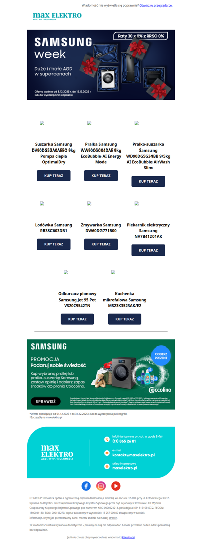 🎉 Samsung Week. Duże i małe AGD w supercenach!