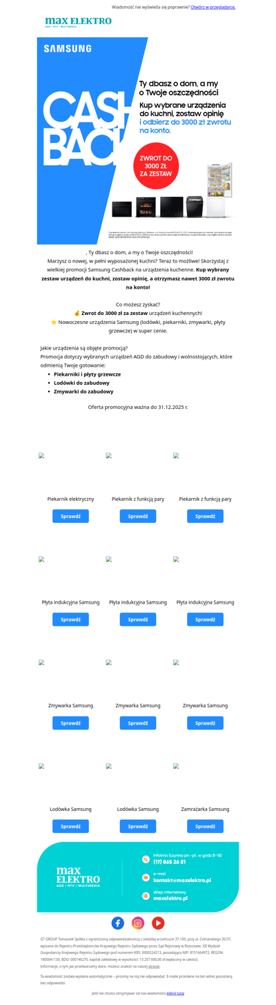 Samsung Cashback – odbierz nawet 3000 zł zwrotu!