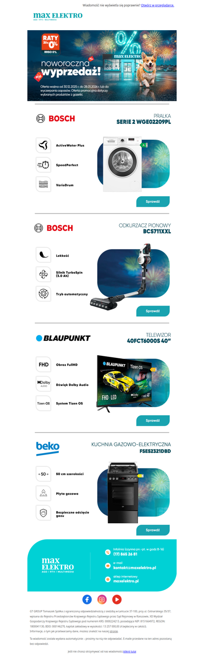 🎉 Noworoczna wyprzedaż w Max Elektro właśnie wystartowała!