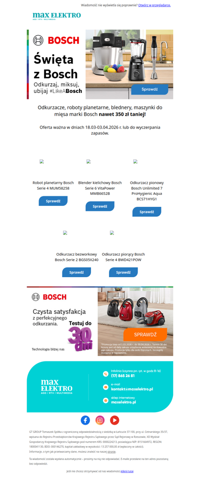 🐰 Przygotuj się do Świąt z Bosch. Małe AGD nawet 350 zł taniej!