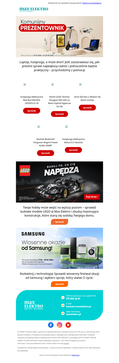 🎁 Prezenty na Komunię | LEGO dla dorosłych | Okazje Samsung