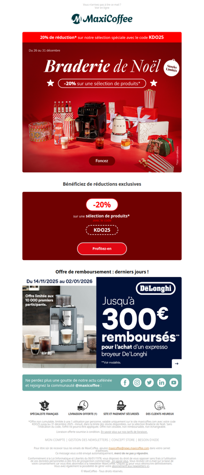 Braderie de Noël : -20% de remise immédiate 🎁
