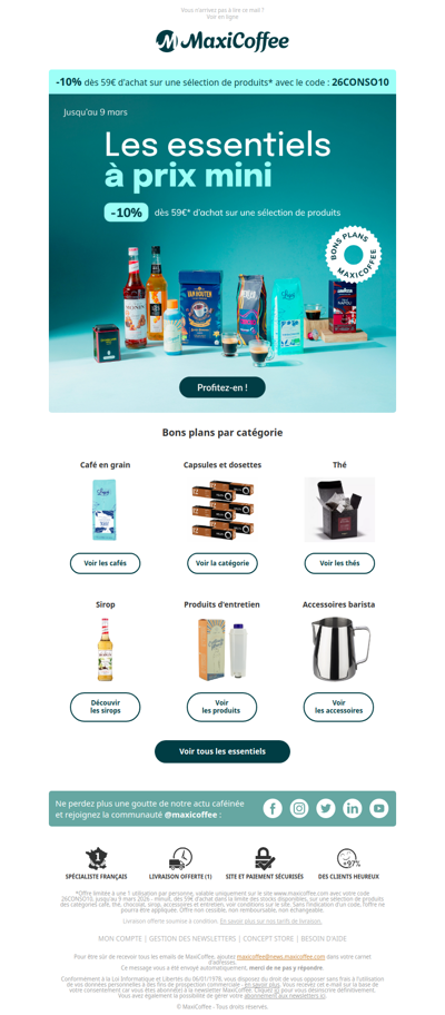 Vos essentiels à prix réduits !