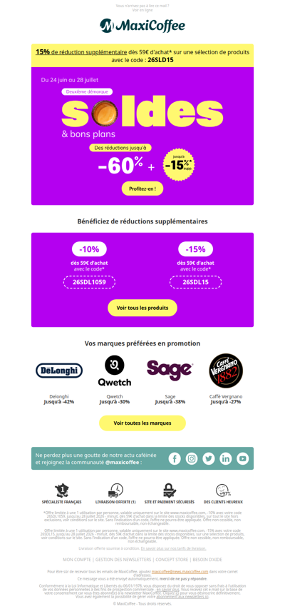 Machines, cafés, accessoires... jusqu'à -60% de remise !