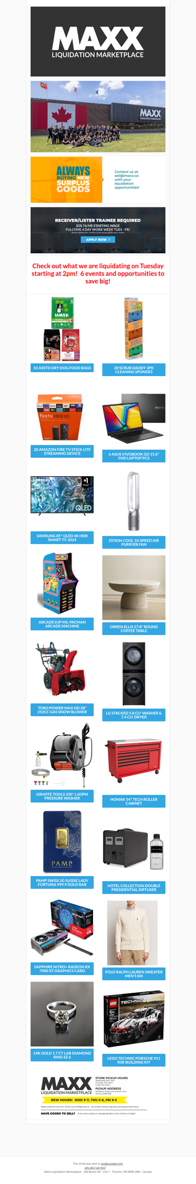 When you visit Maxx.ca you will fall for our great items at YOUR price! Join us on Tuesday at 2pm!