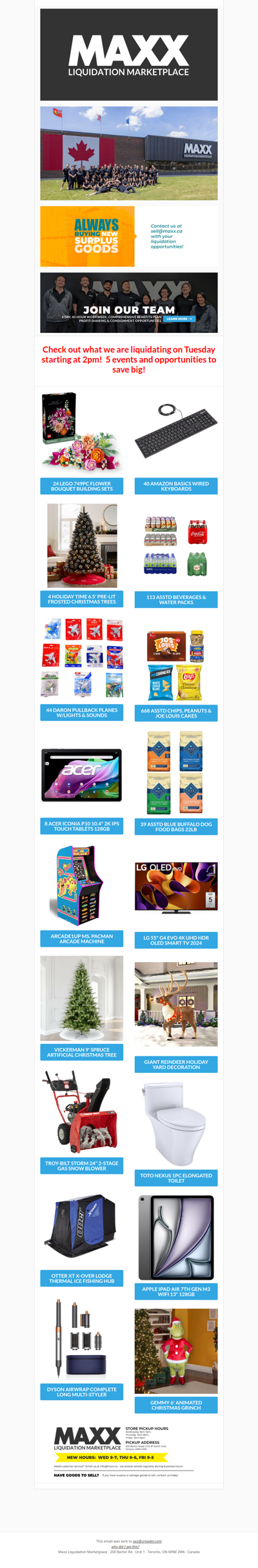 Deck the halls with hundreds of Christmas Trees and so much more from Maxx on Tuesday starting at 2pm!