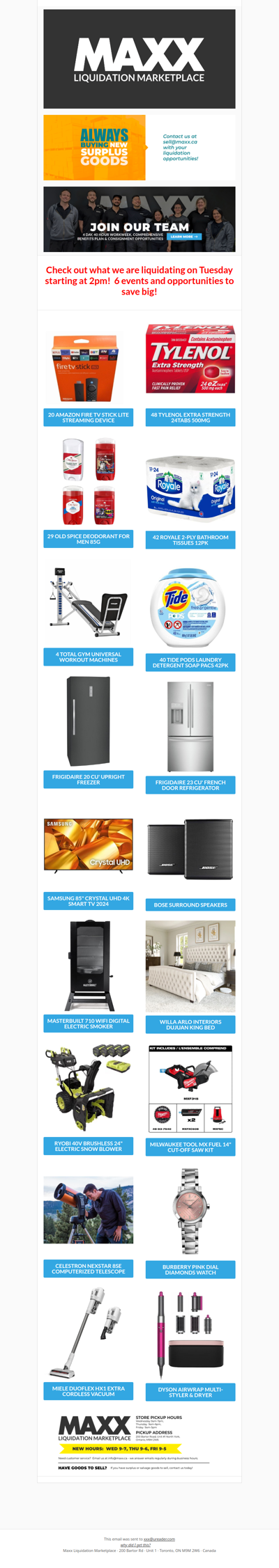 Maxx is firing on all cylinders this week with almost 2000 lots ending on Tuesday @ 2pm! Check back @ 7pm for hundreds of Maxx Deals too!