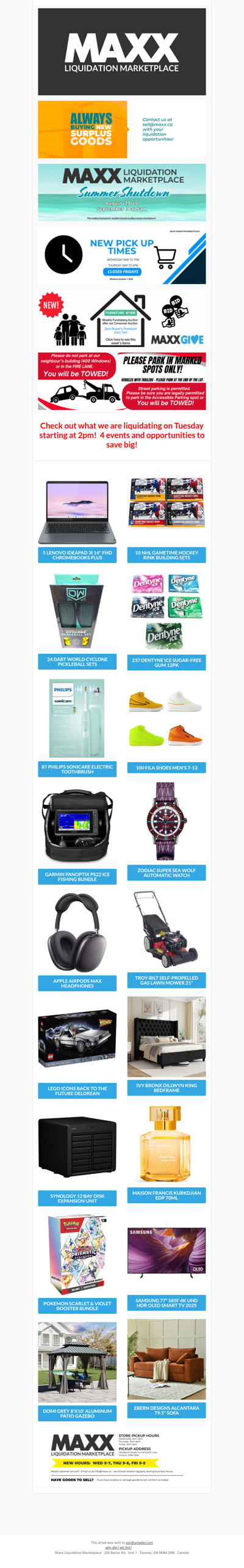 Join Maxx for our last auction before our Summer Shutdown!  Lots of great deals to be had by all!