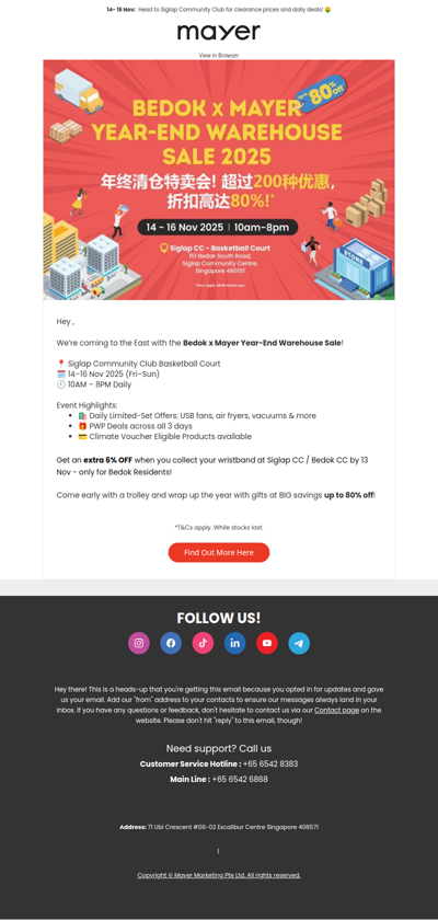 Join Us at the Bedok x Mayer Year-End Warehouse Sale 2025!