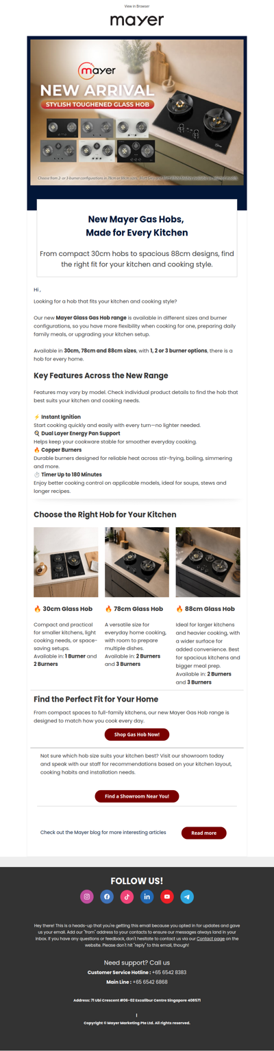 Upgrade your kitchen with Mayer’s new gas hobs! 🔥