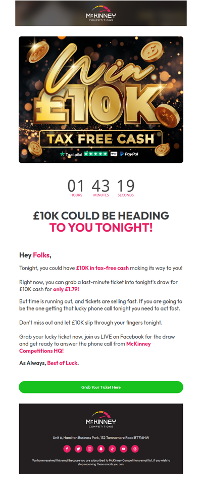 Last Chance To Grab £10K Cash!