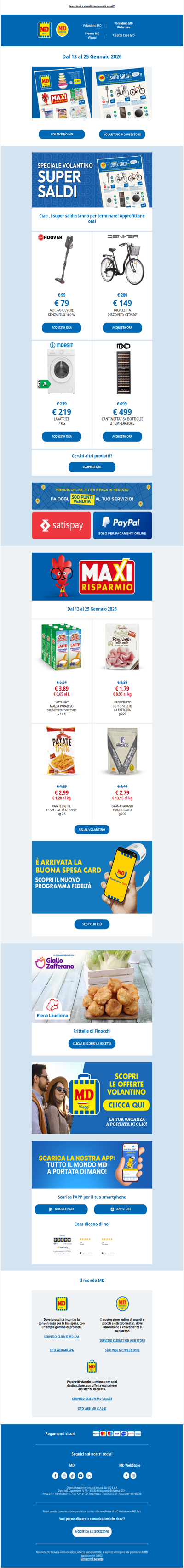 Ciao , scopri le ultime offerte dal mondo MD dal 13 al 25 Gennaio 2026