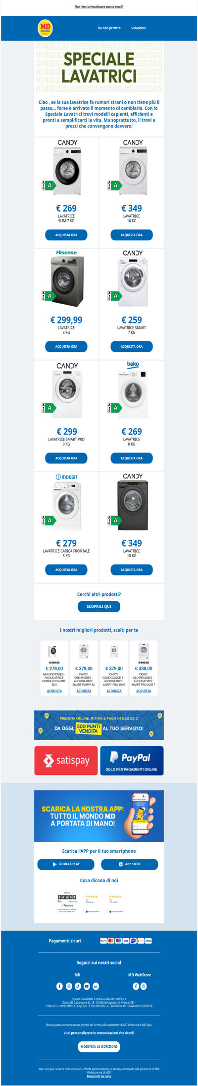 Ciao , è tempo di una nuova lavatrice?