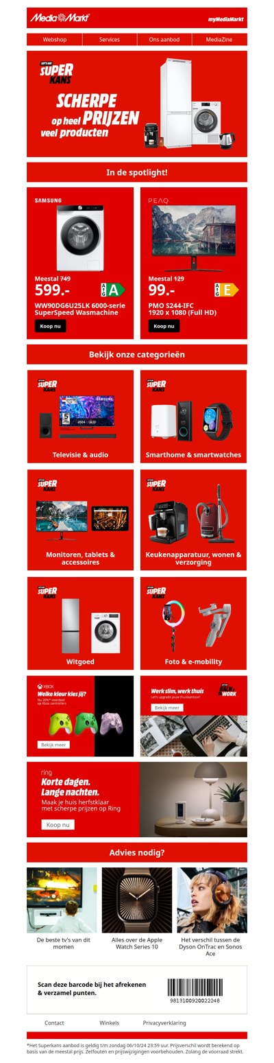 Oepsie, je kreeg eerder de verkeerde mail. Hier is je Superkans nieuwsbrief! Superkans bij MediaMarkt! Grijp je exclusieve deals