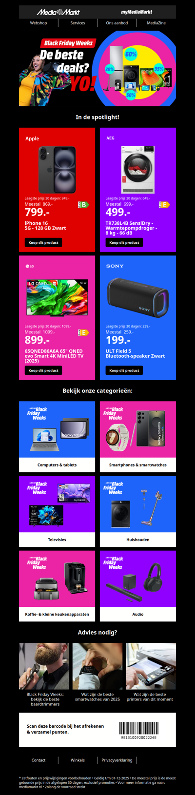 Onze Black Friday weeks-deals vliegen de deur uit!
