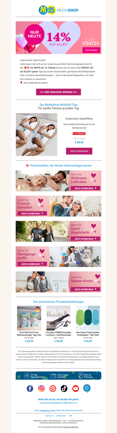 💝 Valentinstag-Special: nur HEUTE 14% sparen