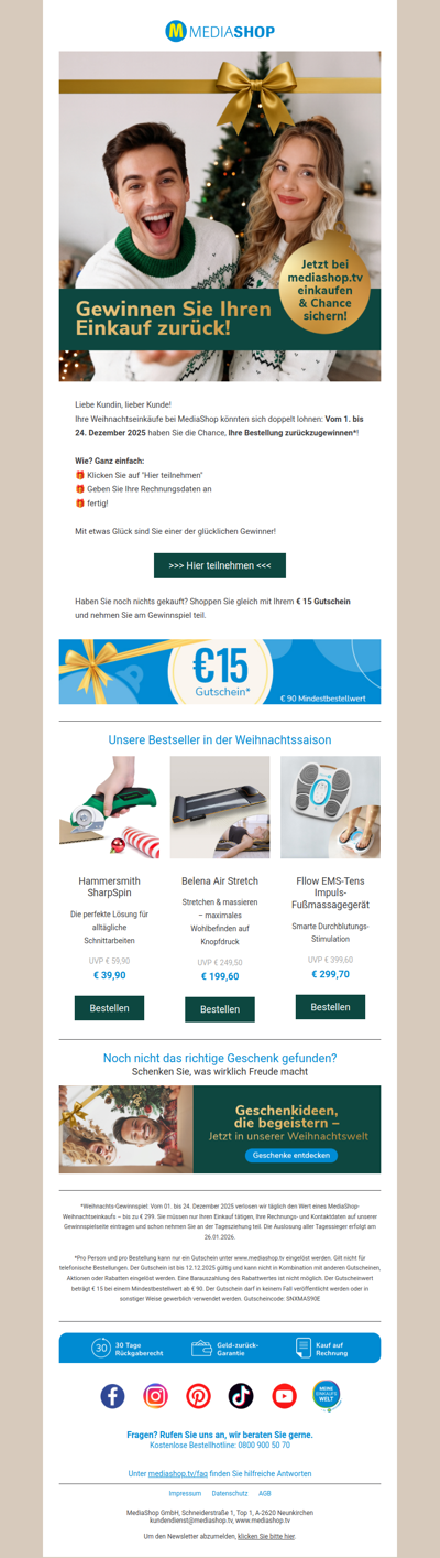 🎁 Ihr Einkauf könnte GRATIS sein!