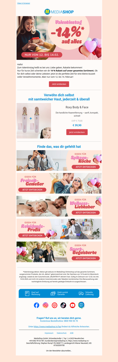 Liebe liegt in der Luft… und -14 % auf alles auch! ❤️