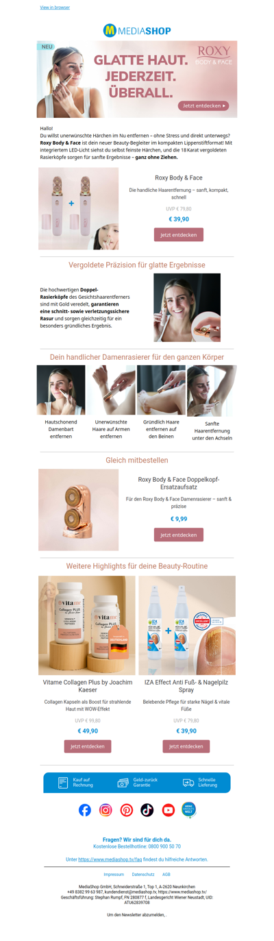 Sag hallo zu glatter Haut – überall & jederzeit 🌟