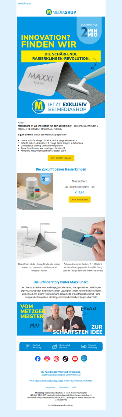 Nie wieder stumpfe Klingen! Entdecke die Innovation bei MediaShop.
