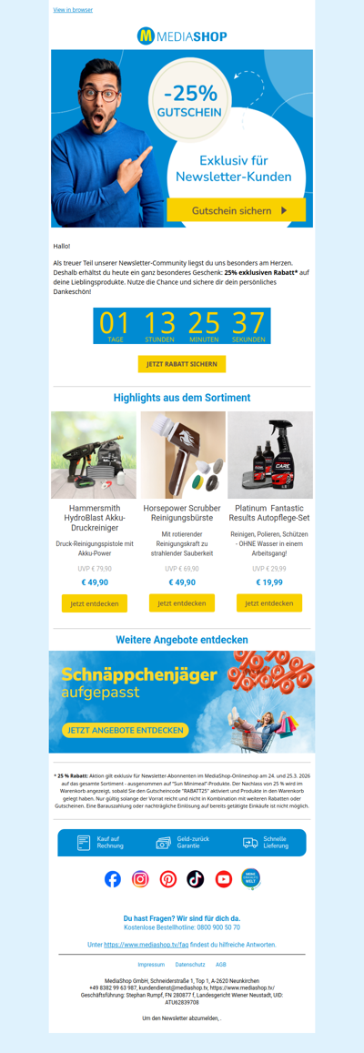 Exklusiver Newsletter-Rabatt: 📣 -25 % auf ALLES!