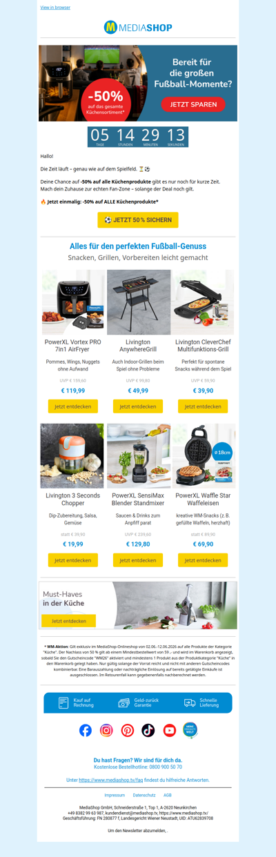 ⏳ Letzte Chance: -50% auf alle Küchenprodukte!
