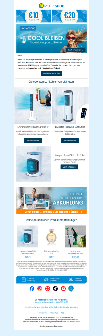 Hitze adé 🌡️: Angenehme Abkühlung mit den Livington Luftkühlern