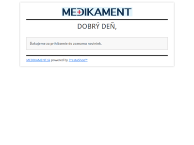 [MEDIKAMENT.sk] Newsletter potvrdenie