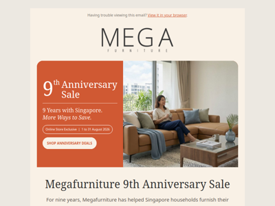 Megafurniture’s 9th Anniversary Sale Is Here 🎉