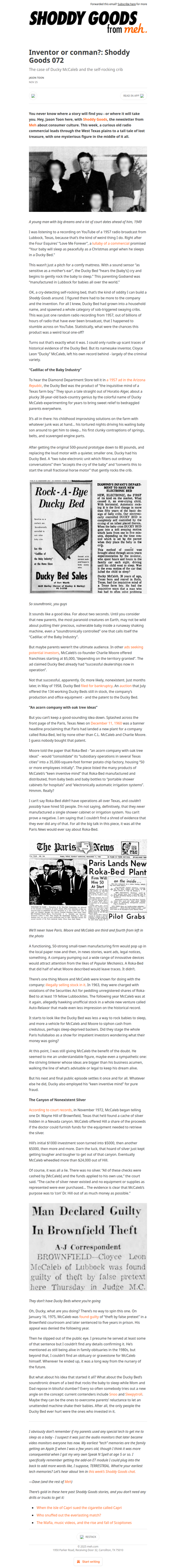 Inventor or conman?: Shoddy Goods 072