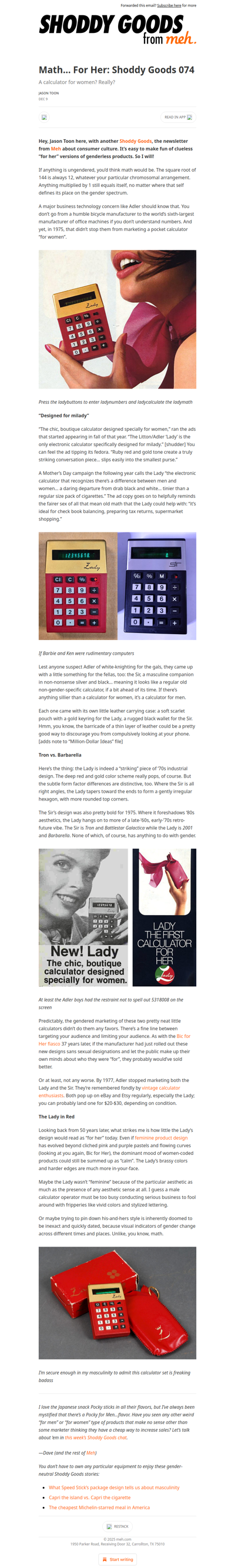 Math… For Her: Shoddy Goods 074